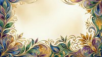 Ornate decorative frame with colorful flourishes and swirls on cream background, isolated and ready for invitations, certificates, and design projects.