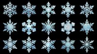 Snowflake collection featuring fifteen isolated winter designs in blue and gray tones on transparent background. Ready for t-shirt printing, stickers, sublimation, clipart, and seasonal craft projects.