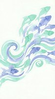 Watercolor abstract swirls in blue and green tones creating flowing organic patterns on textured paper background for artistic design projects.