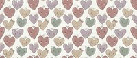 Seamless pattern with cute hearts in soft pastel colors on cream background. Perfect for romantic designs, Valentine's Day projects, wedding invitations, scrapbooking.