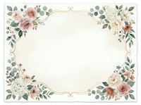 Elegant floral frame with dusty roses and eucalyptus leaves on cream background. Wedding invitation border with botanical elements for romantic designs.