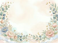 Watercolor floral frame with peonies, eucalyptus leaves, moons and stars on cream background. Isolated design element suitable for invitations, greeting cards, posters and social media graphics.