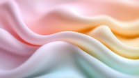 Smooth flowing waves of pastel colors blend from pink to orange, mint and yellow in soft silky fabric texture, creating gentle curves and abstract background pattern.
