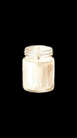 Watercolor jar candle with a lit flame, isolated on transparent background. Great for stickers, t-shirt design, print on demand, sublimation, and clipart projects.