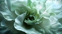 Delicate mint green petals create an ethereal floral macro composition with soft curves and layers, showcasing nature's intricate patterns in dreamy pastel tones.