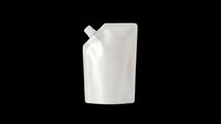 Blank white stand-up spout pouch isolated on transparent background, ready for label mockup, packaging design, clipart, print on demand, and sticker use.