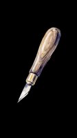 Woodworking chisel with wooden handle and metal ferrule isolated on transparent background, ready for clipart, t-shirt design, stickers, and print-on-demand products.
