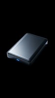 Portable external hard drive with blue LED indicator, isolated on transparent background, ready for tech clipart, stickers, print on demand, and T-shirt design use.
