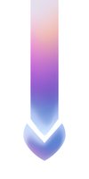 Gradient arrow pointing downward in soft pink, purple and blue tones with geometric chevron shape at bottom, isolated on white background for design projects.