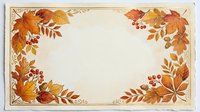 Autumn leaves and berries frame a cream background with ornamental corners, creating a seasonal border design suitable for invitations, cards, and fall-themed projects.
