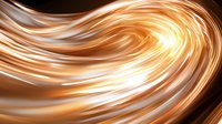 Flowing golden waves create dynamic abstract background with smooth curved lines and light effects in copper and bronze tones, suitable for luxury designs.