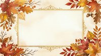 Autumn leaves frame elegant gold border on cream background, ready for invitations, greeting cards, and seasonal design projects.