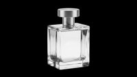 Elegant glass perfume bottle with silver cap, isolated on transparent background. Ready for T-shirt design, stickers, print on demand, clipart, and sublimation projects.