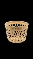Woven straw basket with open lattice design, isolated on transparent background. Ready for clipart, print-on-demand products, t-shirt designs, stickers, and sublimation projects.