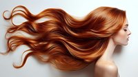 Young woman with flowing auburn hair in motion showcasing natural beauty and hair care concepts for salon and cosmetic advertising campaigns.