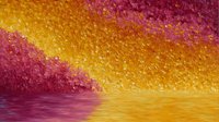 Vibrant abstract background with golden yellow and deep burgundy red gradient colors merging in diagonal waves, creating dynamic texture and reflective surface effect.