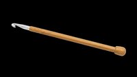 Wooden crochet hook with metal tip isolated on transparent background, ready for crafting clipart, sublimation designs, and print-on-demand products.