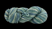 Skein of hand-dyed yarn in blue-green variegated tones, isolated on transparent background. Ready for crafting, knitting tutorials, textile design, print-on-demand products, and craft-related graphics.