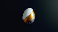 Elegant golden and white egg with metallic finish on dark background for luxury branding and premium product design concepts.
