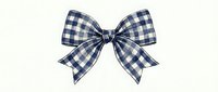 Navy blue and white gingham checkered bow tie isolated on transparent background for fashion accessories, formal wear designs, and decorative elements.
