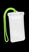 Waterproof phone case with bright neon green cord, isolated on transparent background. Ready for clipart, sublimation, print-on-demand products, t-shirt designs, and sticker applications.
