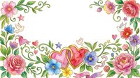Floral frame with pink roses, peonies, and wildflowers arranged on white background, isolated and ready for greeting cards, invitations, and design projects.