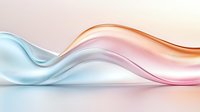 Smooth flowing waves in soft pastel colors of blue, pink and orange create elegant abstract background with gentle gradient transitions and fluid motion effect.