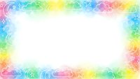 Colorful rainbow gradient frame border with white center space for text, featuring soft pastel hues and decorative swirl patterns for design projects.