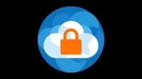 Secure cloud storage icon with orange padlock on blue globe, isolated on transparent background. Ready for T-shirts, stickers, clipart, and print on demand use.