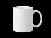 Blank white ceramic mug isolated on transparent background, ready for custom design, sublimation printing, and print-on-demand merchandise applications.