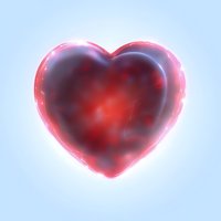 Glowing red heart shape with ethereal smoke effect inside on light background, featuring soft illumination and translucent misty texture for romantic designs.