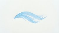 Watercolor blue brushstroke with flowing curved lines on white background, isolated design element for graphic projects and artistic compositions.