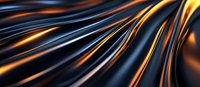 Abstract black and orange glowing lines creating dynamic flow pattern on dark background, modern technology concept for digital and tech designs.