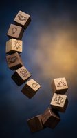 Wooden blocks stacked with business icons including handshake, lightbulb, gear, and scales representing corporate strategy, innovation, and partnership for business concepts.