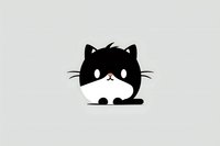 Adorable black and white cat character with round shape and minimalist design on light background, suitable for mascot, logo, or children's book illustration.