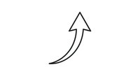 Curved arrow pointing upward on white background isolated for business growth presentations and infographic design elements.