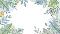 Tropical leaves frame with monstera, palm and eucalyptus foliage creating elegant border on white background for natural design projects.