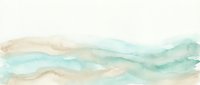 Abstract watercolor landscape with soft green and beige flowing waves creating serene natural scenery for modern interior design and relaxation spaces.