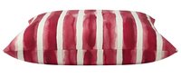 Burgundy and white striped pillow with soft texture, isolated on white background for interior design, home decor, and furniture styling projects.