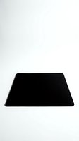 Black square mousepad on white background isolated for product photography and e-commerce design mockups.