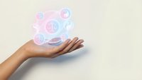 Open palm of a medium-toned hand holding glowing digital clock icons and time symbols floating above, representing time management, scheduling, and productivity solutions.
