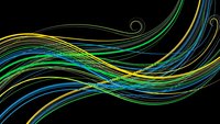 Abstract flowing lines in vibrant colors creating dynamic wave patterns on black background for modern digital design and creative projects.