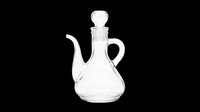 Glass oil or vinegar cruet bottle with stopper and handle, isolated on transparent background. Ready for kitchen, restaurant menu, clipart, stickers, and print on demand use.