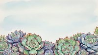 Watercolor succulent plants border frame with soft pastel colors on textured paper background for botanical design projects and natural decor.
