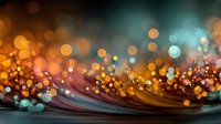 Abstract flowing waves with golden bokeh lights and colorful gradient background for modern digital design projects and creative presentations.