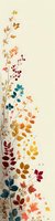 Delicate watercolor autumn leaves and berries in vertical composition featuring teal, burgundy, orange and yellow hues on cream background. Suitable for seasonal decor.