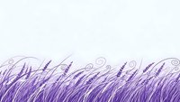 Purple lavender field with decorative swirls on light background for aromatherapy and wellness design projects.