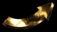 Shiny gold arrow pointing upward, isolated on transparent background. Great for t-shirt design, stickers, print on demand, sublimation, and clipart projects.