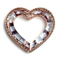 Elegant crystal heart frame with rose gold border on white background, luxury jewelry design element for romantic occasions and wedding invitations.