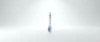 Single water droplet falling against clean white background with soft lighting and minimal composition for design projects.